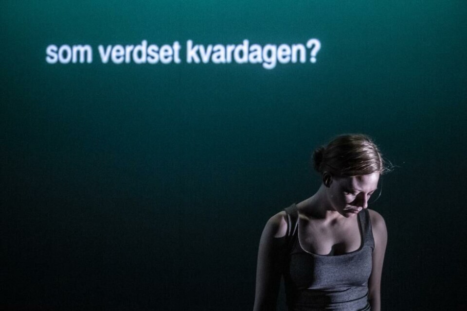 Kjersti Aas Stenby i, regi: Ingrid Weme Nilsen. Det Norske Teatret 2019.