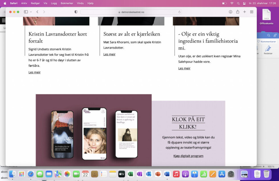 Skjermdump fra detnorsketeatret.no