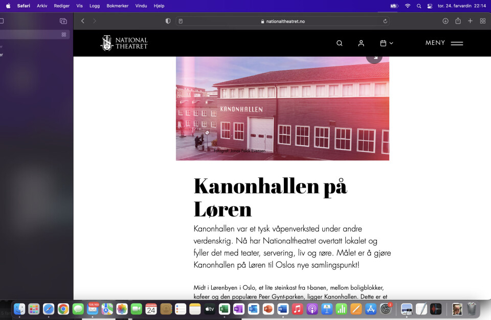 Skjremdump fra Nationaltheatrets hjemmeside.