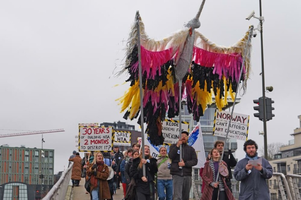 Fra demonstrasjonen lørdag. Foto: NTA
