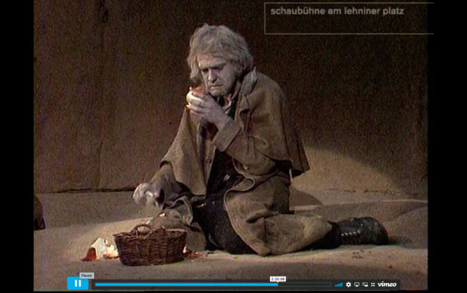 Bruno Ganz som Peer Gynt i Peter Steins regi, Schaubühne 1971. Screenshot