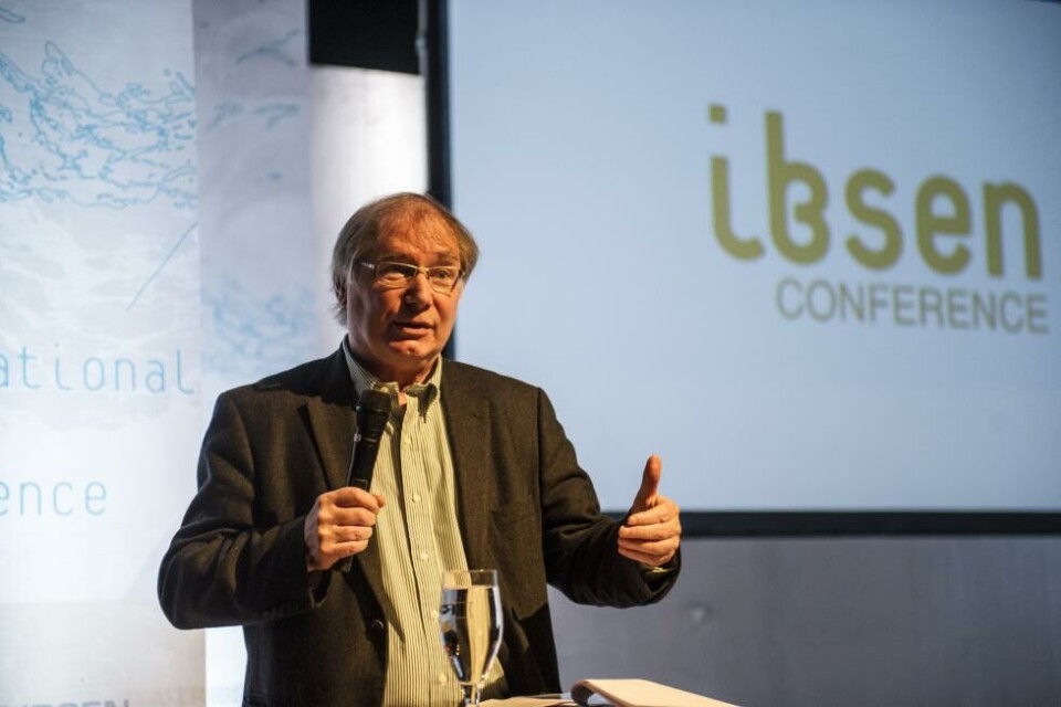 Hans-Thies Lehmann fotografert under seminaromlegg om Peter Handkes dramatikk, under tildelingen av Den internasjonale Ibsenprisen. Skien 2017: Foto: Den internasjonale Ibsenprisen