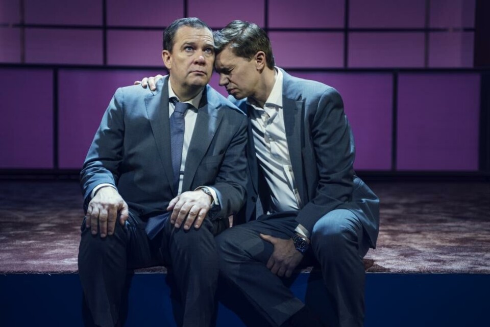 Bjarte Hjelmeland og Nicolai Cleve Broch i «Rain man» , regi: hanne Tømta. Christiania Teater 2024. Foto: Fredrik Arff