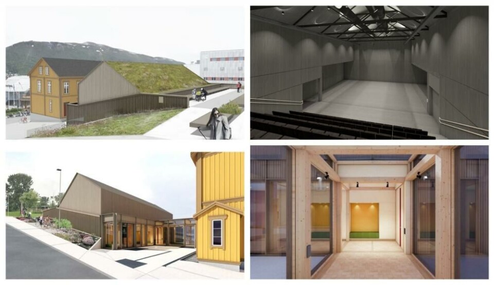 Provisoriet: Skisser fra planen for nybygg ved Rådstua Teaterhus (Arkitekt: Askim/Lantto).