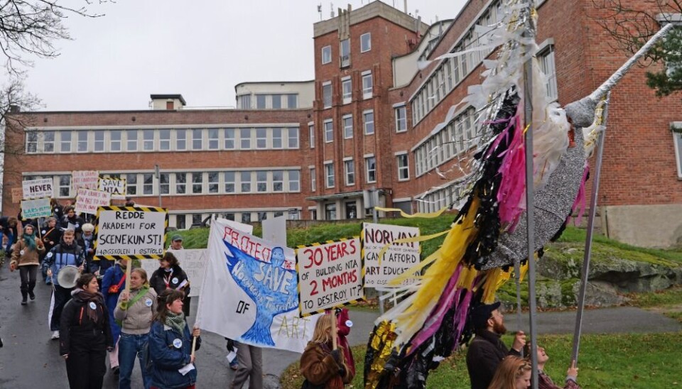 Demonstrasjon mot nedleggelse av Akademi for scenekunst, Fredrikstad, 2024