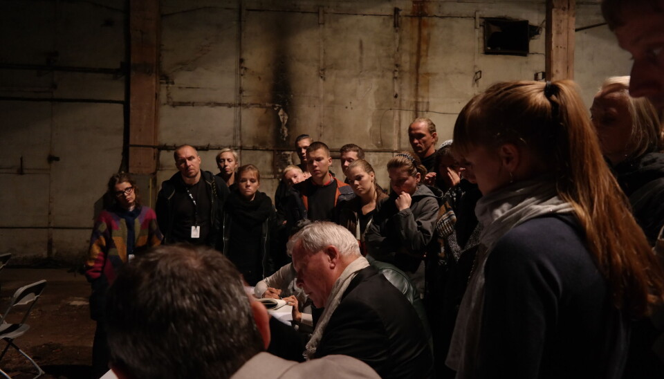 Robert Wilson and students from Norwegian Theatre Academy, in Tallin for the performance Adam's Passion, 2014.